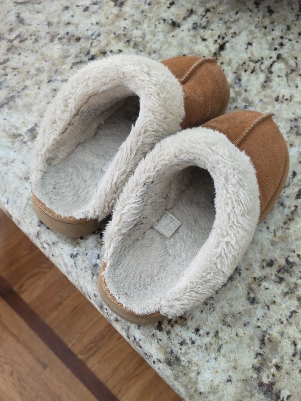 UGG Chestnut Suede Cozy Shearling Cuff Mule Slippers - Picture 3 of 5
